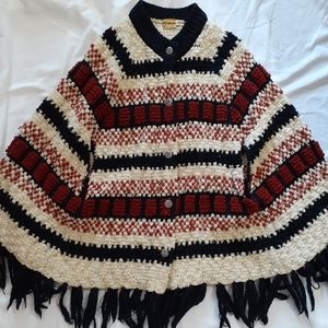 Vintage 100% virgin wool poncho